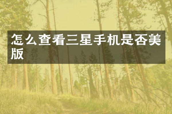 怎么查看三星手机是否美版