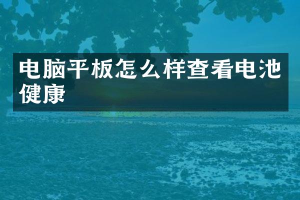 电脑平板怎么样查看电池健康