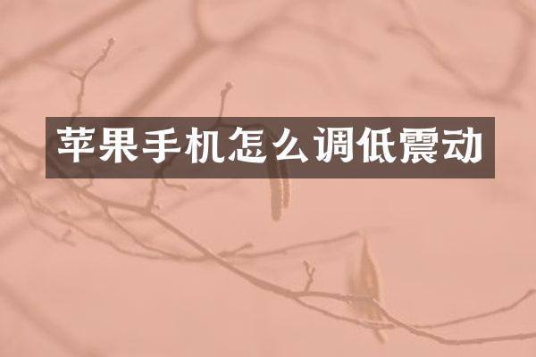 苹果手机怎么调低震动