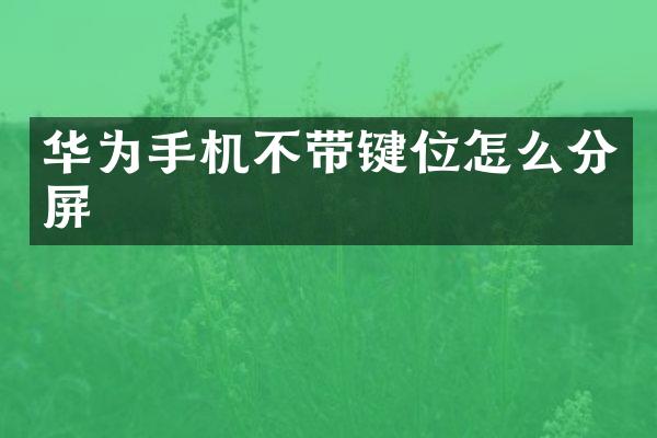 华为手机不带键位怎么分屏