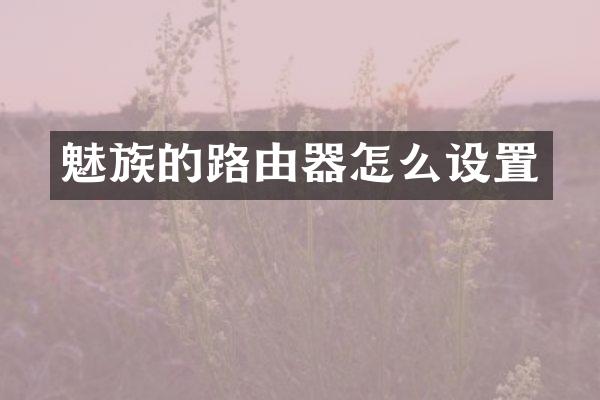 魅族的路由器怎么设置