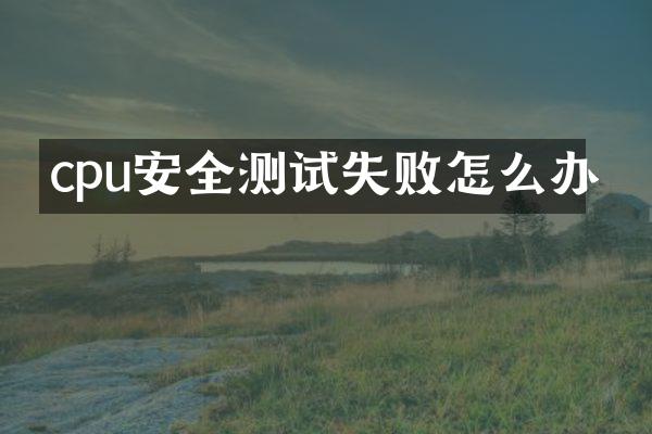 cpu安全测试失败怎么办