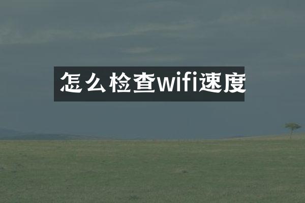怎么检查wifi速度