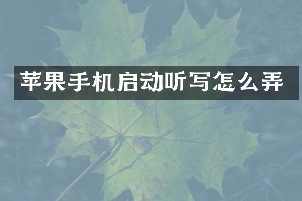 苹果手机启动听写怎么弄