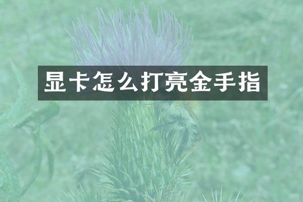 显卡怎么打亮金手指