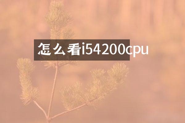 怎么看i54200cpu
