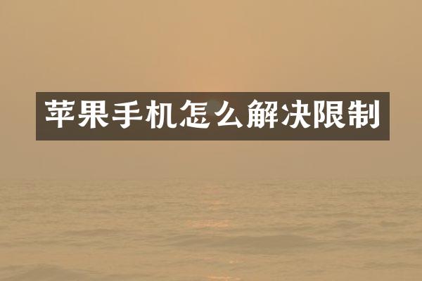 苹果手机怎么解决限制