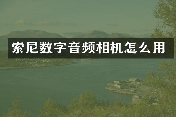 数字音频相机怎么用