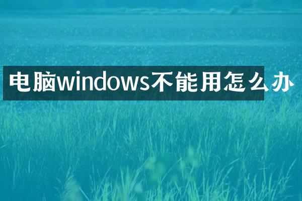 电脑windows不能用怎么办