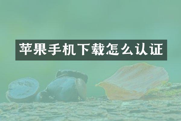 苹果手机下载怎么认证