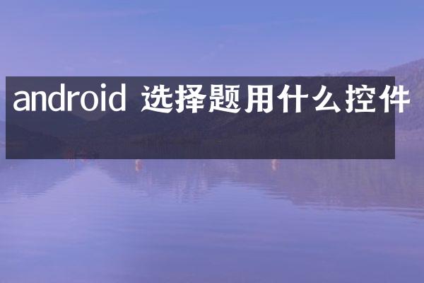 android 选择题用什么控件写
