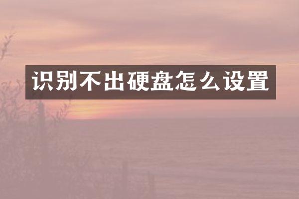 识别不出硬盘怎么设置