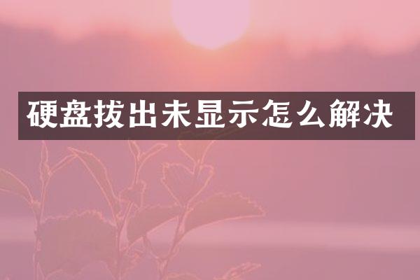硬盘拔出未显示怎么解决