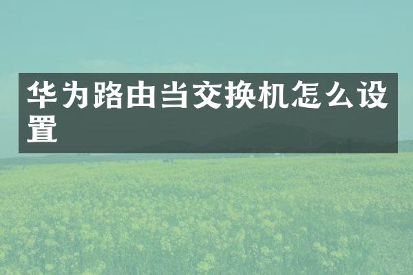 华为路由当交换机怎么设置