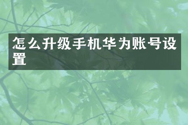 怎么升级手机华为账号设置