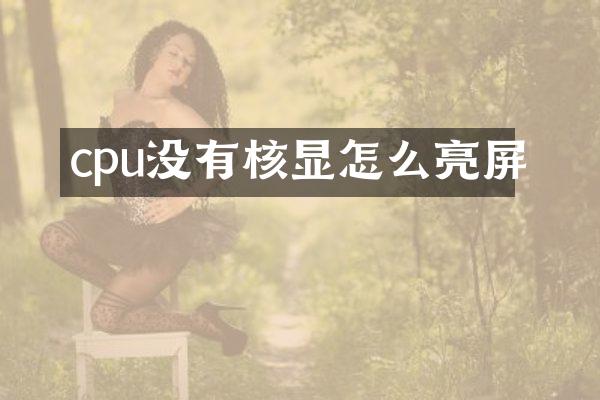 cpu没有核显怎么亮屏