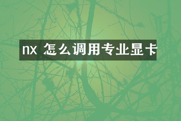 nx 怎么调用专业显卡