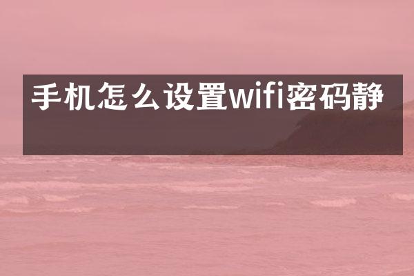 手机怎么设置wifi密码静态