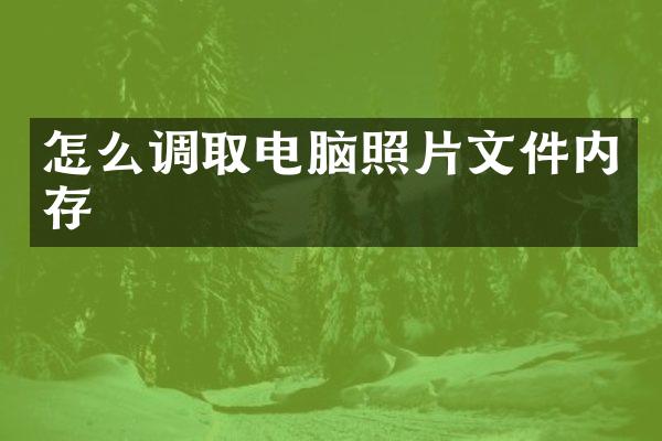 怎么调取电脑照片文件内存