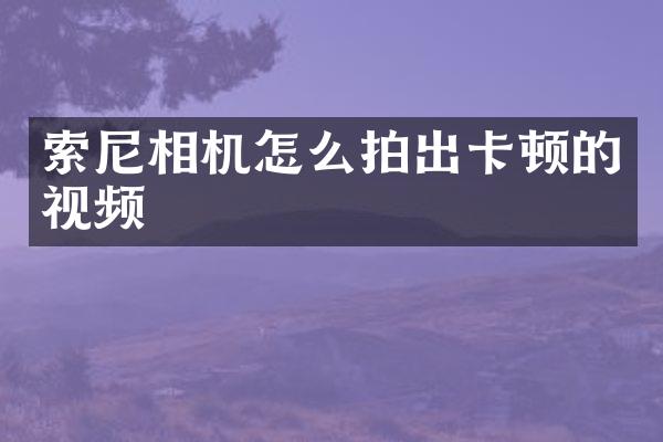 相机怎么拍出卡顿的视频