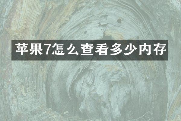 苹果7怎么查看多少内存
