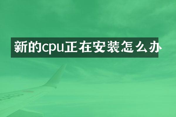 新的cpu正在安装怎么办