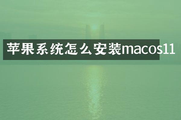 苹果系统怎么安装macos11