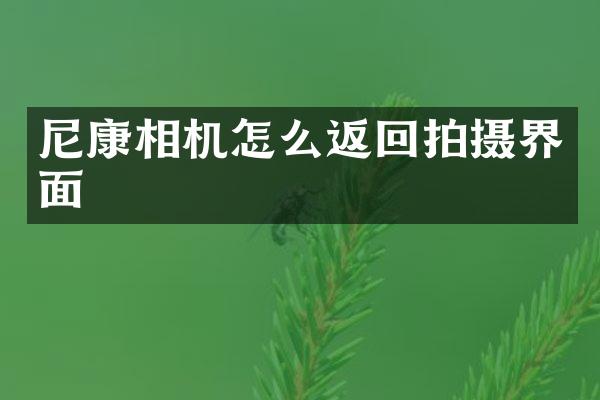 尼康相机怎么返回拍摄界面