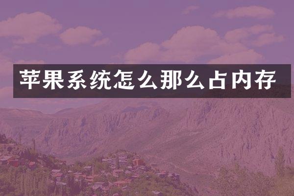 苹果系统怎么那么占内存