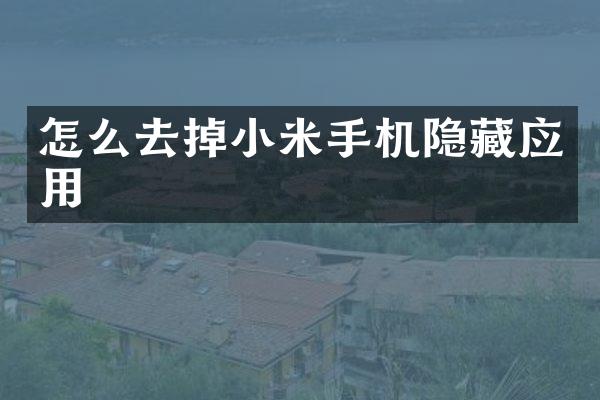 怎么去掉小米手机隐藏应用