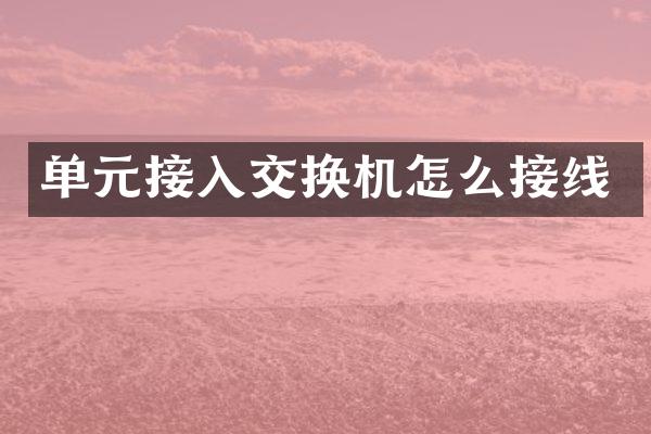 单元接入交换机怎么接线