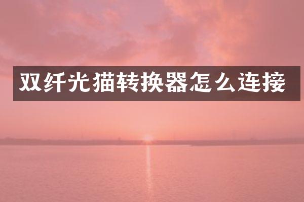 双纤光猫转换器怎么连接
