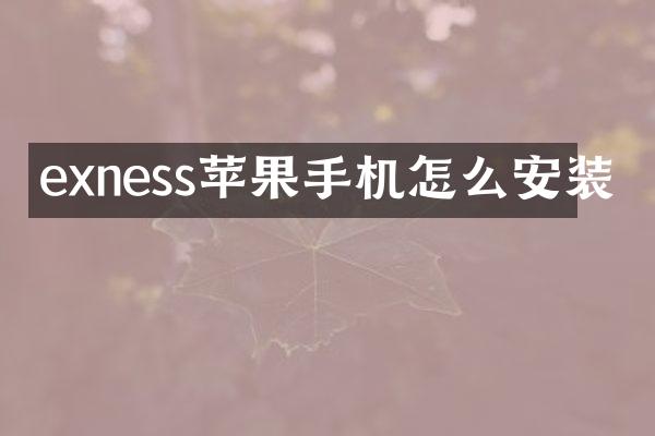 exness苹果手机怎么安装