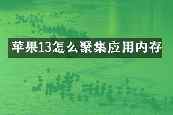 苹果13怎么聚集应用内存