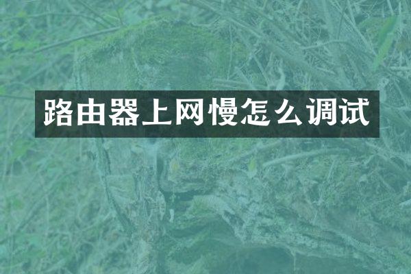 路由器上网慢怎么调试