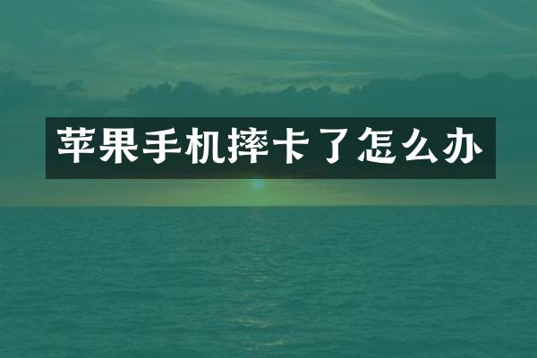 苹果手机摔卡了怎么办
