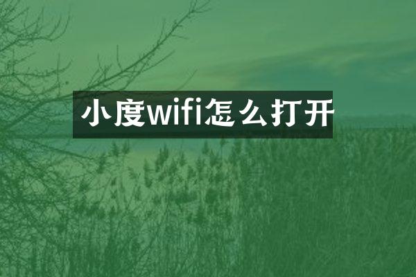 小度wifi怎么打开