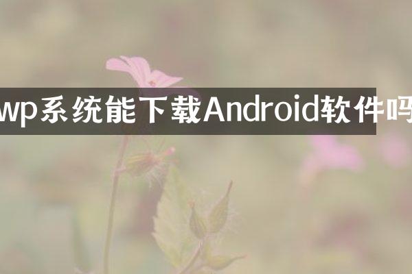 wp系统能下载Android软件吗
