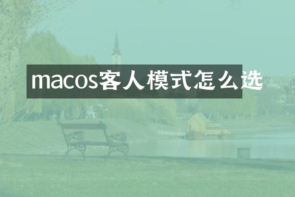 macos客人模式怎么选