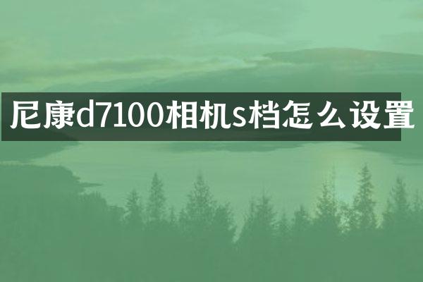 尼康d7100相机s档怎么设置