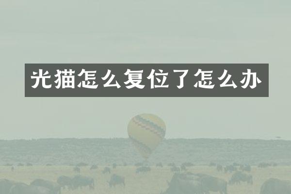 光猫怎么复位了怎么办
