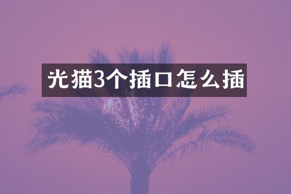 光猫3个插口怎么插