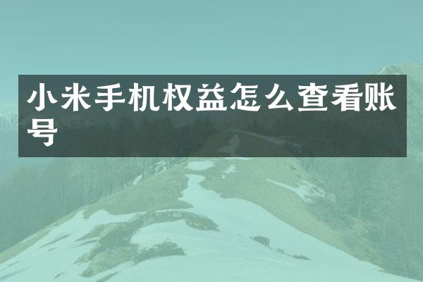 小米手机权益怎么查看账号
