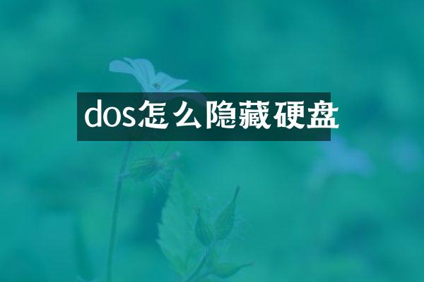 dos怎么隐藏硬盘