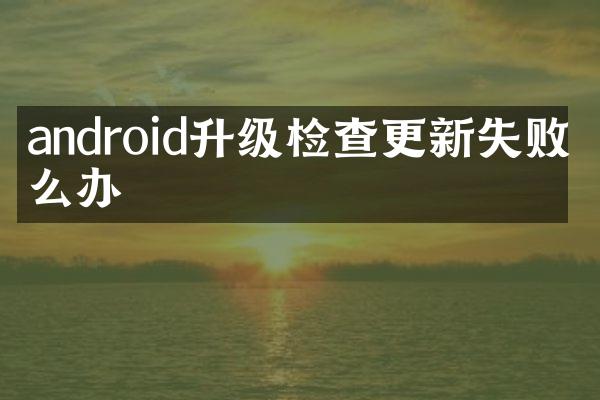android升级检查更新失败怎么办