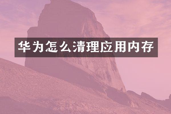 华为怎么清理应用内存