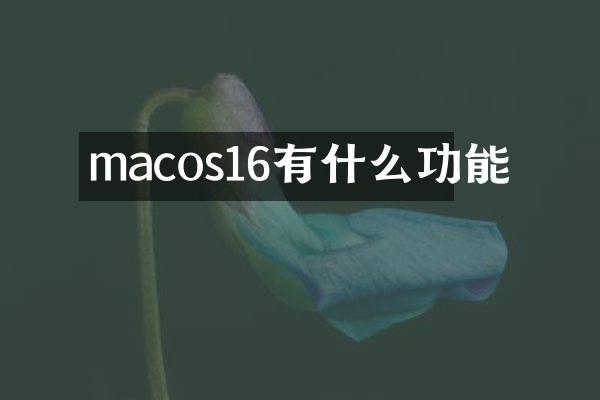 macos16有什么功能