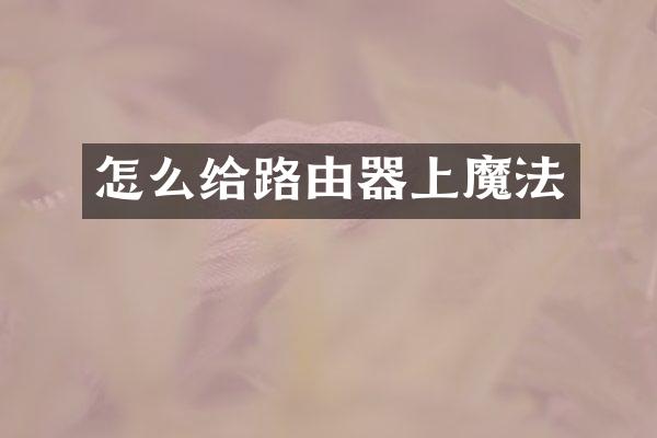 怎么给路由器上魔法