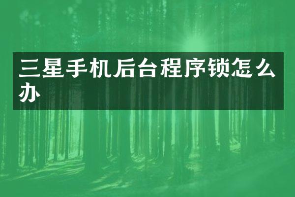 三星手机后台程序锁怎么办