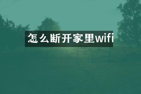 怎么断开家里wifi